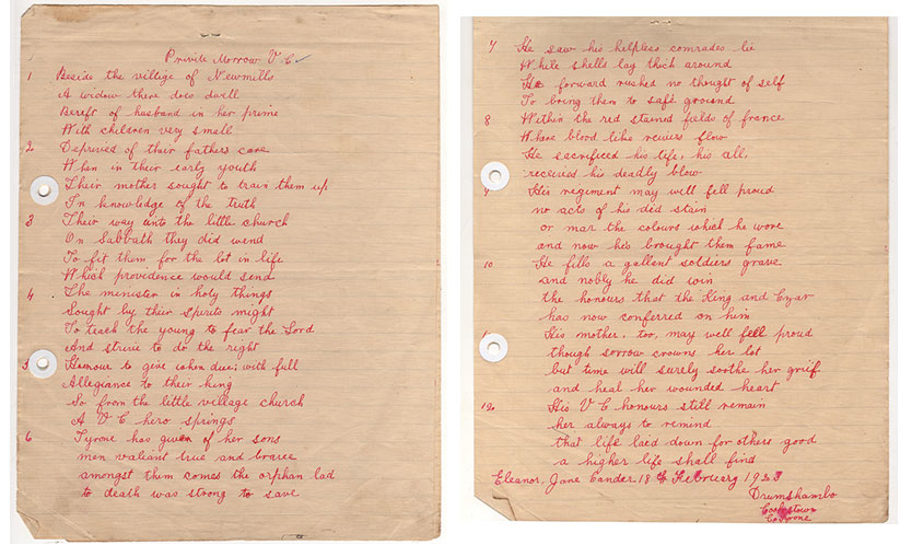 Robert Morrow V.C.' Poem written in 1923 by Eleanor Jane Cander